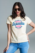T-shirt amarela superstar estampada