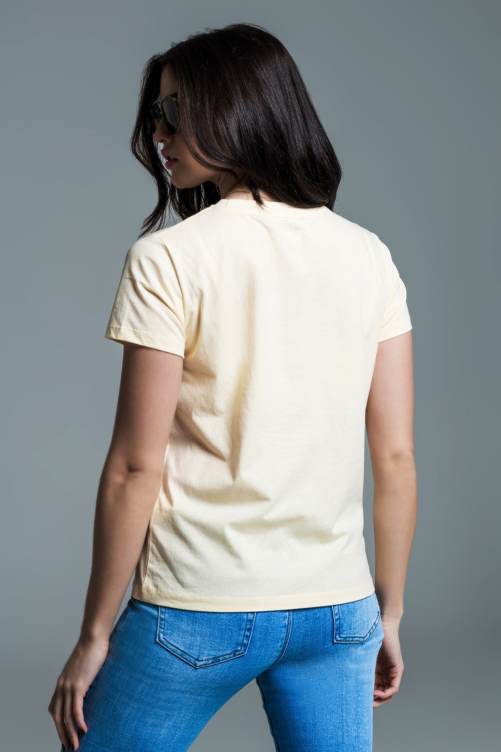 T-shirt amarela superstar estampada