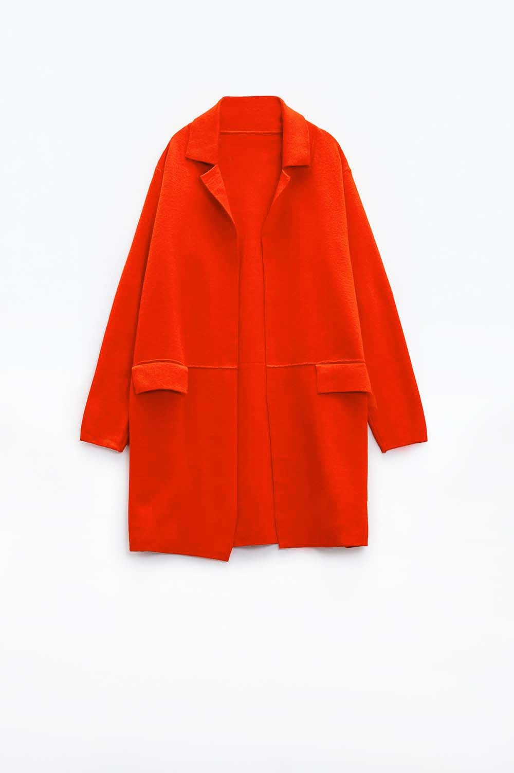 Casaco maxi com gola oversized em laranja
