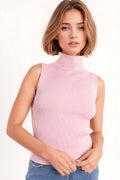 Top de malha cor-de-rosa baby sem mangas