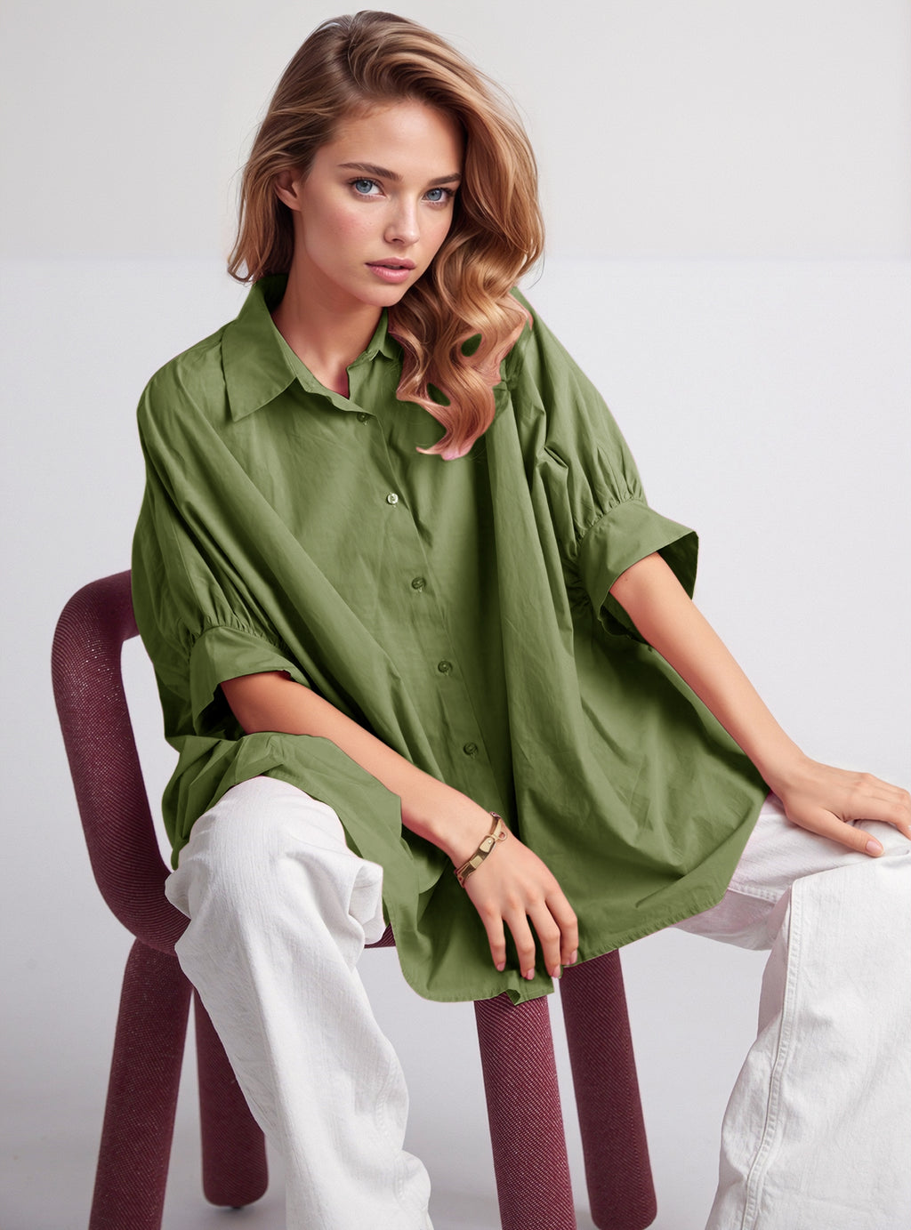 Blusa verde oversized com manga curta