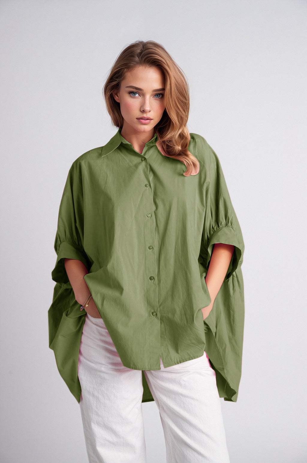 Blusa verde oversized com manga curta