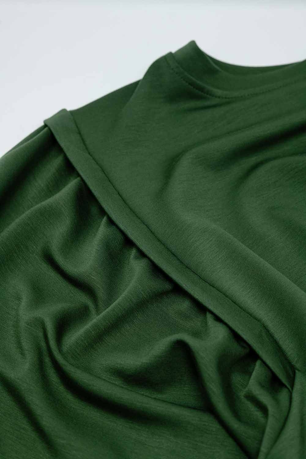 sweatshirts de manga comprida cáqui com pormenores de costura frontais nos lados