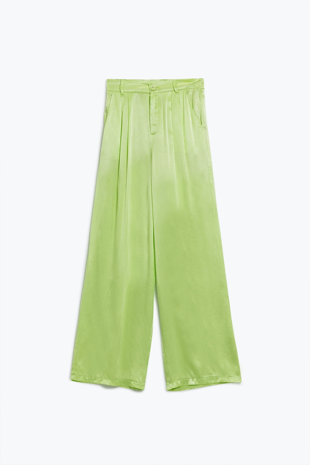 Calças raso largas com bolsos Lime