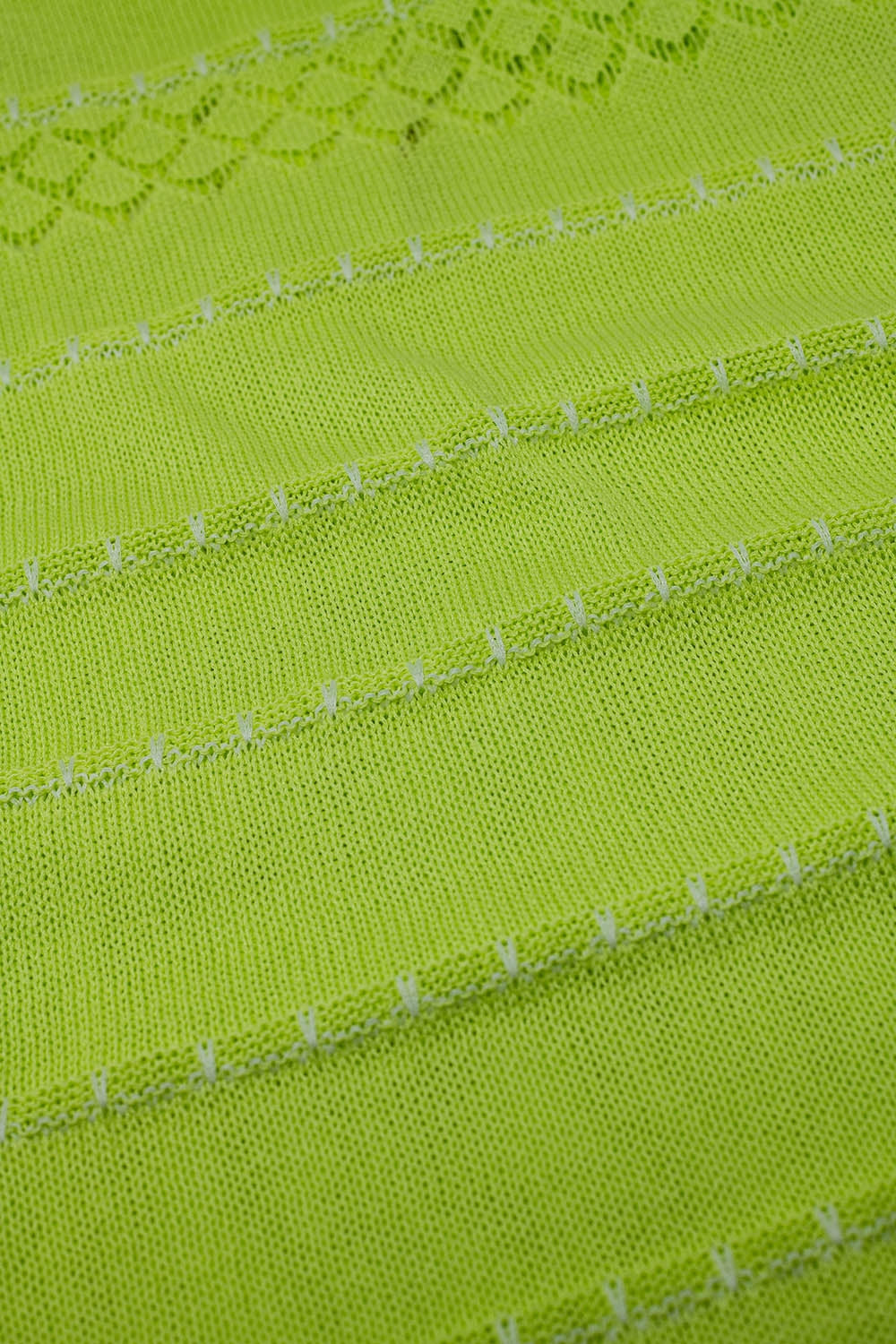 Vestido midi verde-limão sem mangas com decote em V e design de crochê