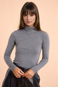 Camisola bodycon cinzenta básica de malha fina