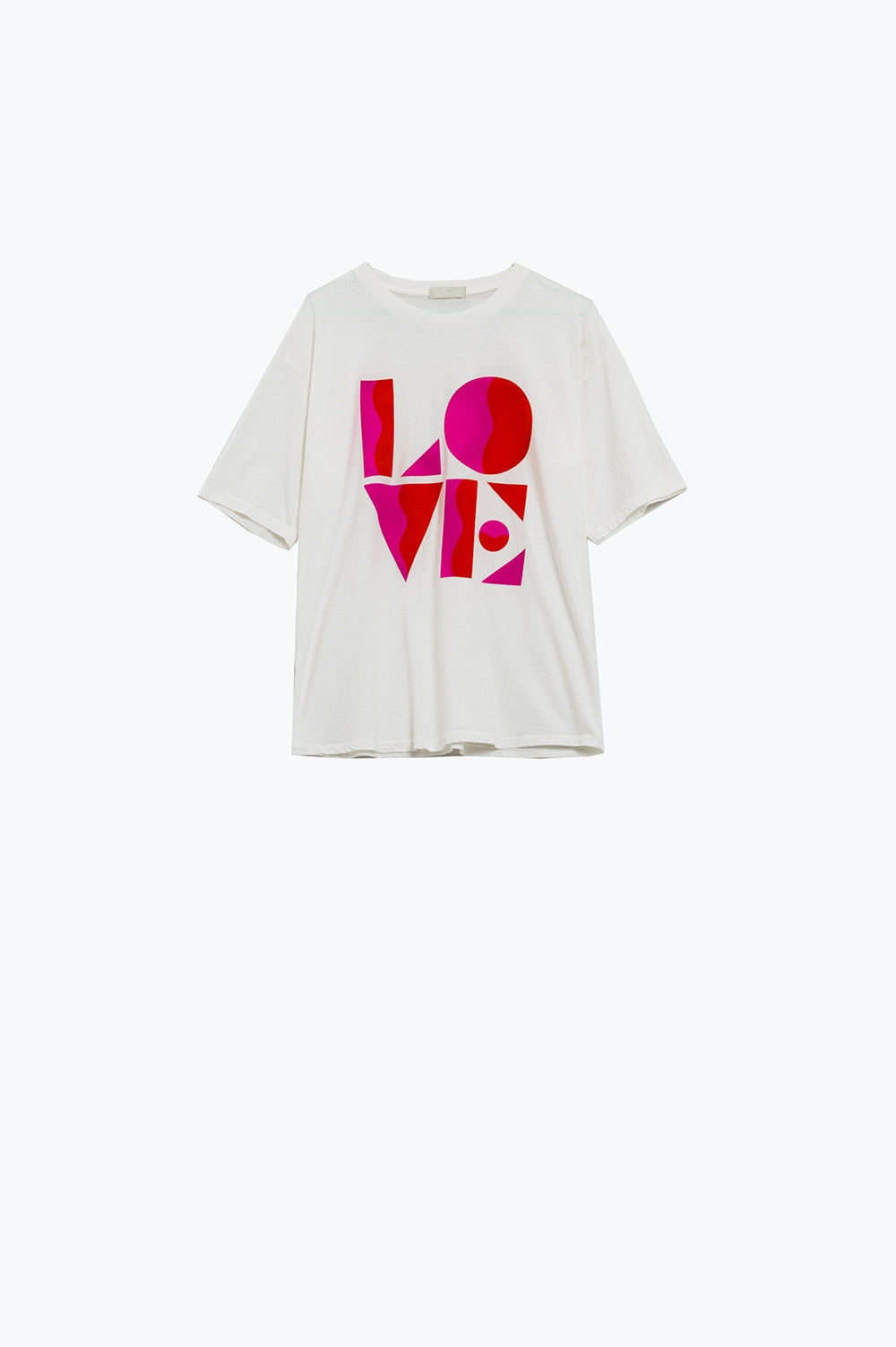 T-shirt com estampado digital art deco LOVE em branco