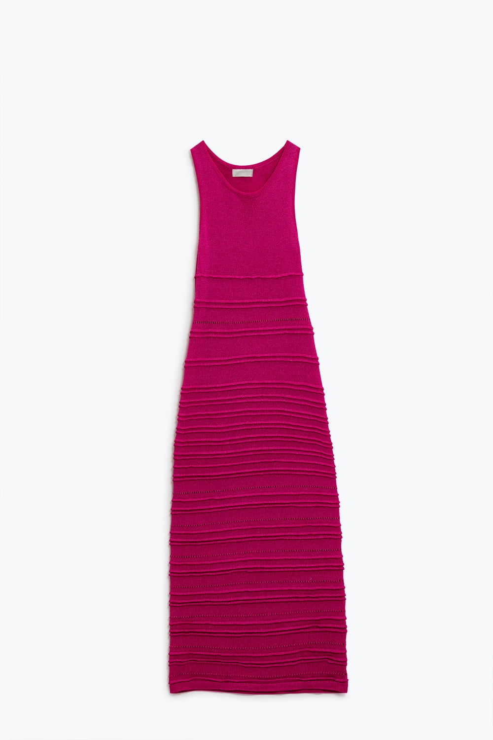 Vestido de malha sem mangas fúcsia Maxi Crochet