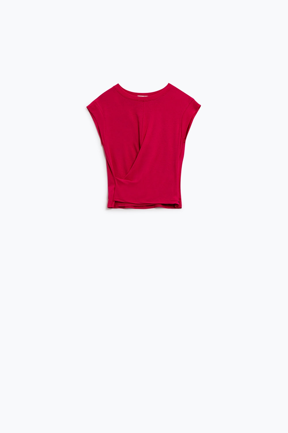 T-Shirt com gola redonda design drapeado e manga comprida Em Fuschia