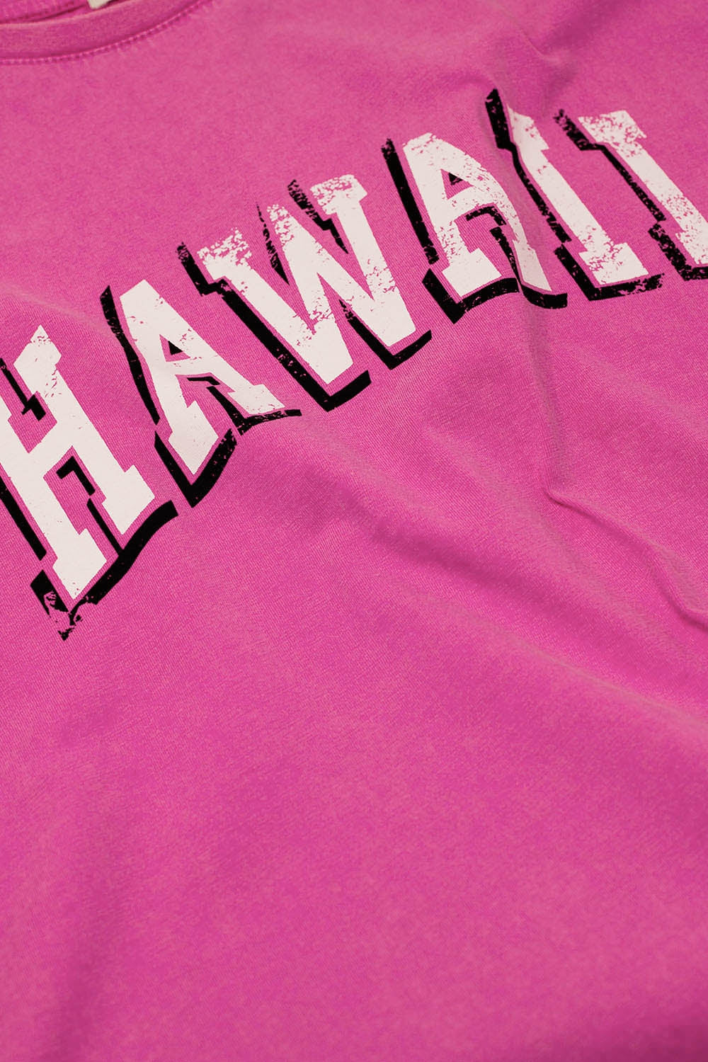 T-shirt Washed Effect Hawaii em fuschia