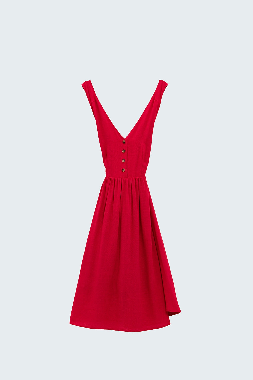 Vestido vermelho com pormenor de botões