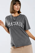 T-shirt Washed Effect Hawaii em cinzento