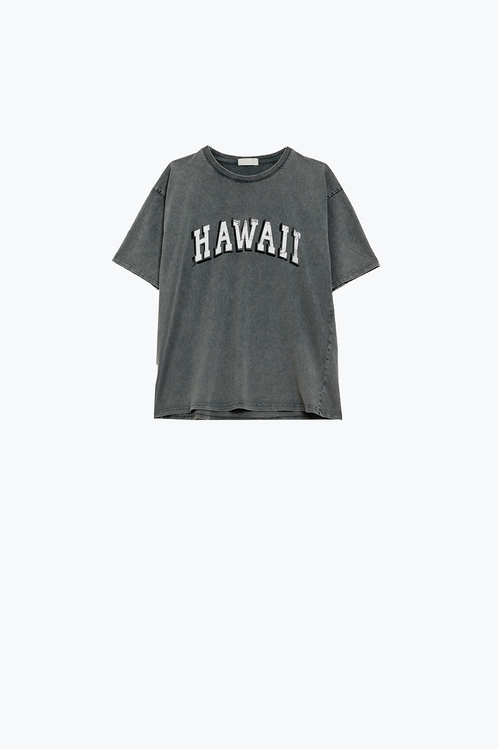 T-shirt Washed Effect Hawaii em cinzento