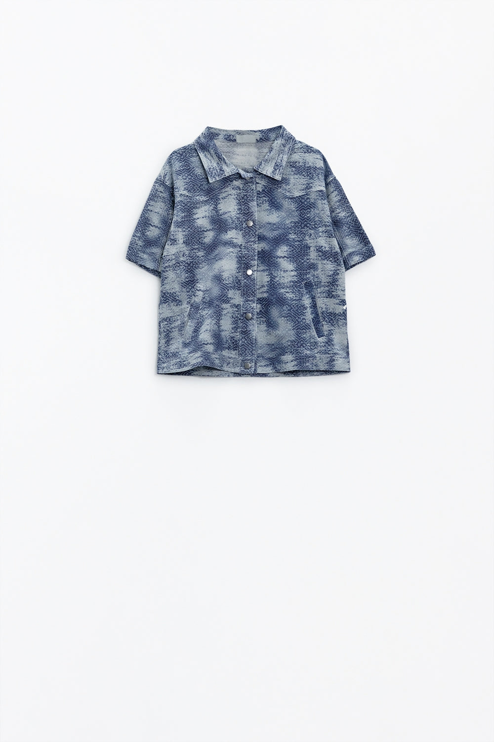 Camisa pólo com botões em azul Tie Dye