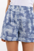 Calções em Tie Dye Blue com bolsos à frente e atrás