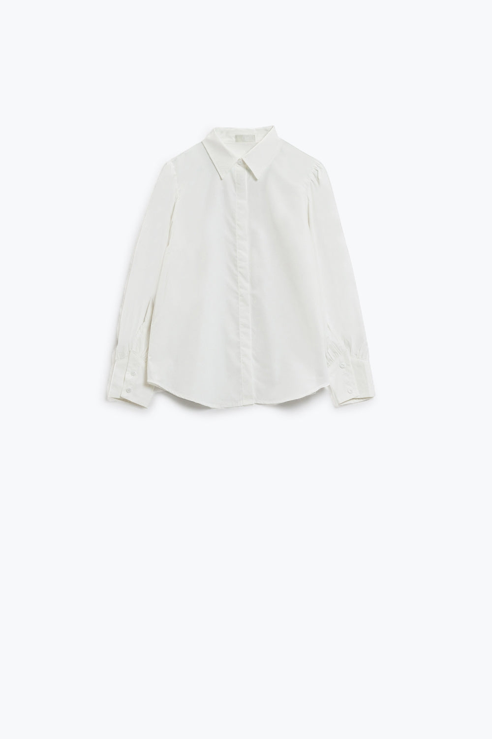Camisa Basica poplin branca com mangas compridas em balão