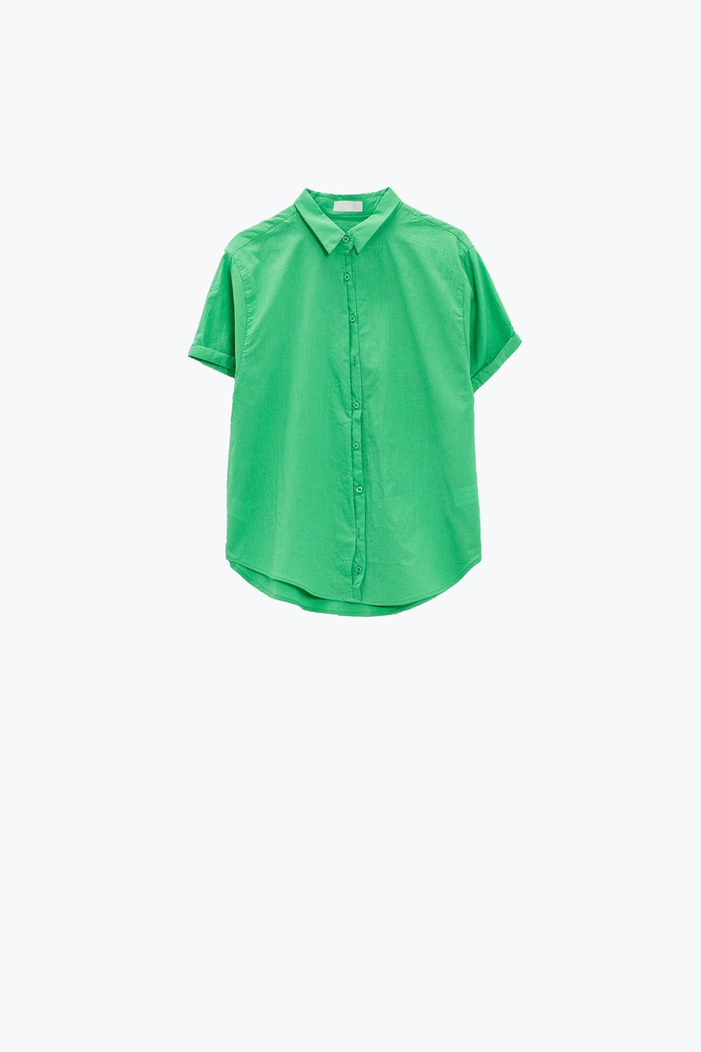 Camisa de manga curta com botões descontraída em verde