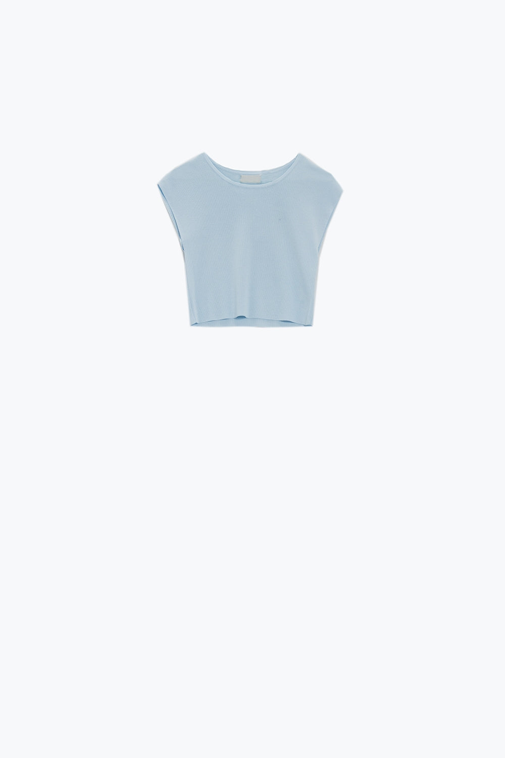 T-shirt de malha com mangas curtas em azul
