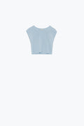 T-shirt de malha com mangas curtas em azul
