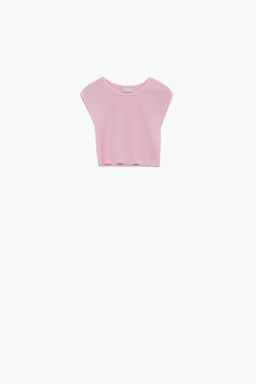 T-shirt de malha com mangas curtas em rosa