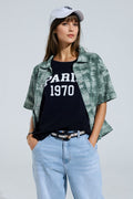 Camisa pólo com botões em verde Tie Dye