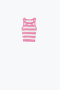 Tank Top cor-de-rosa com riscas largas em branco