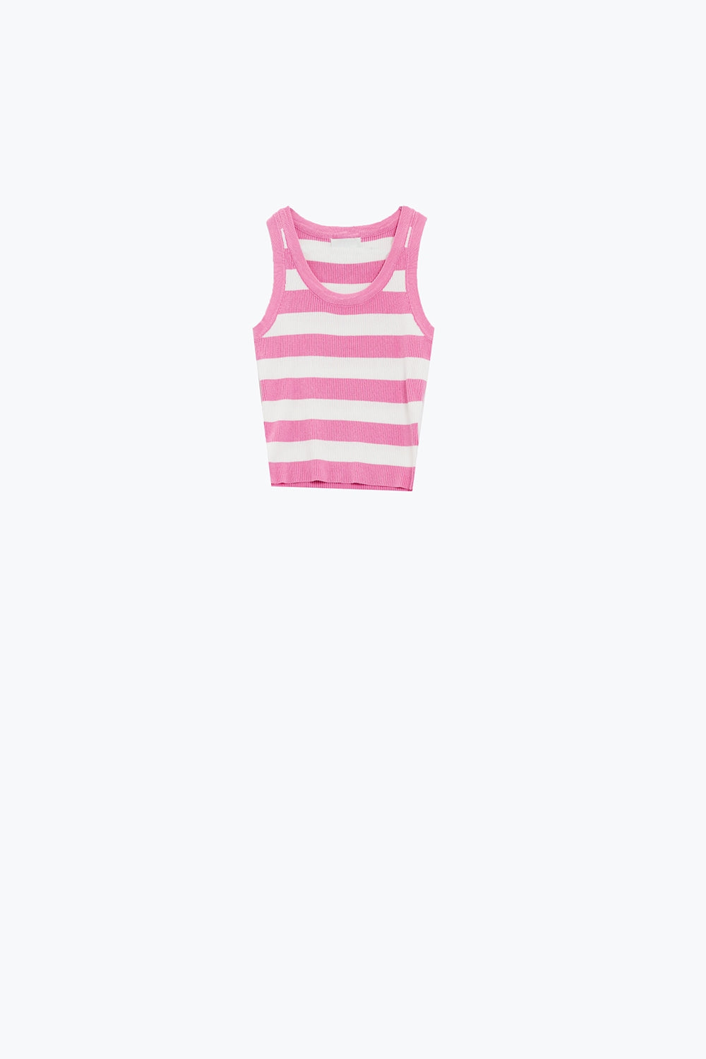 Tank Top cor-de-rosa com riscas largas em branco