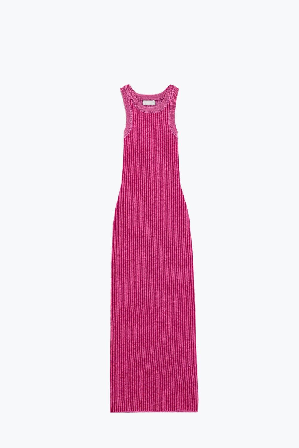 Vestido Maxi sem mangas sem alças com nervuras em fúcsia
