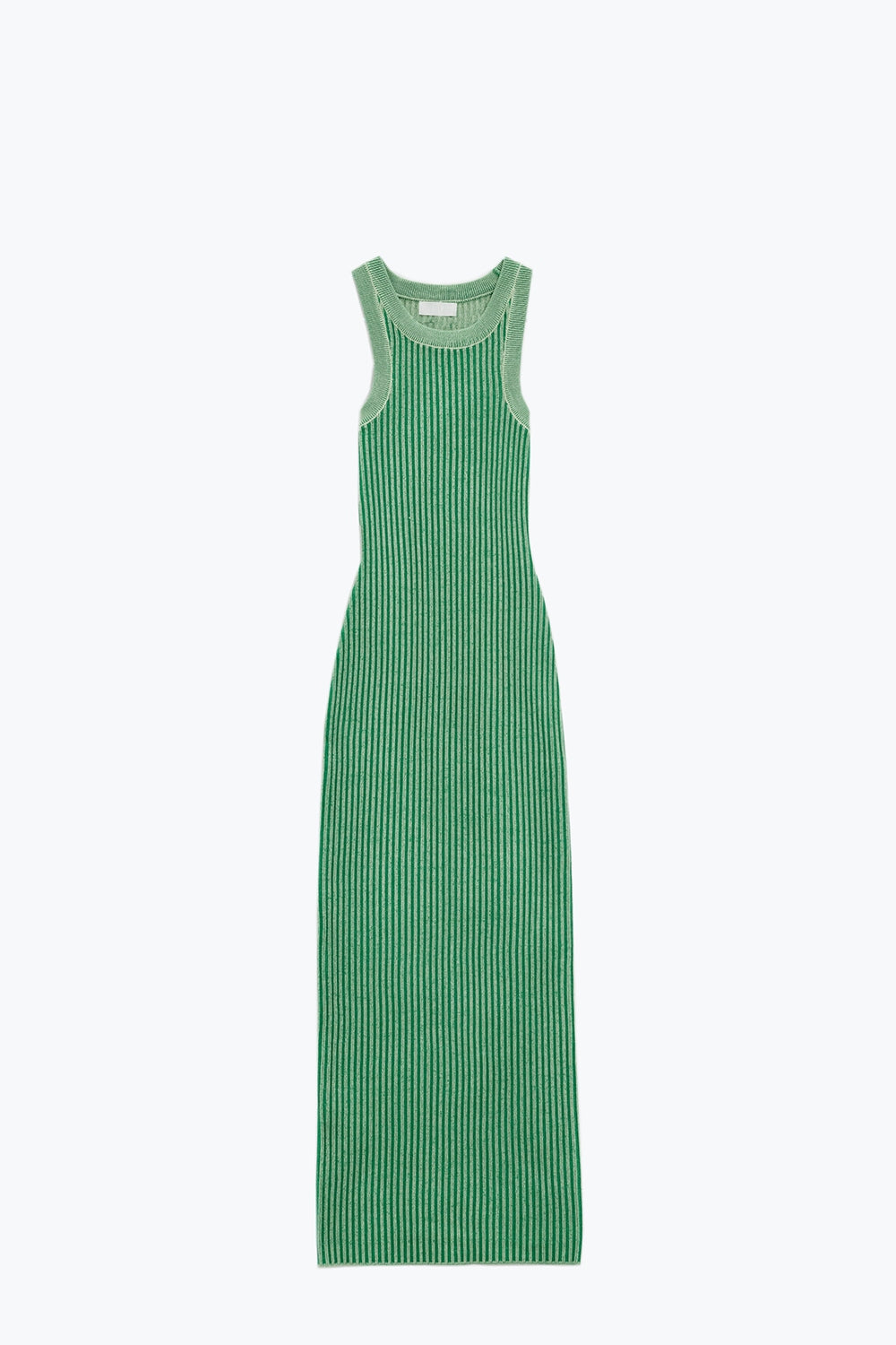 Vestido Maxi sem mangas sem alças com nervuras em verde