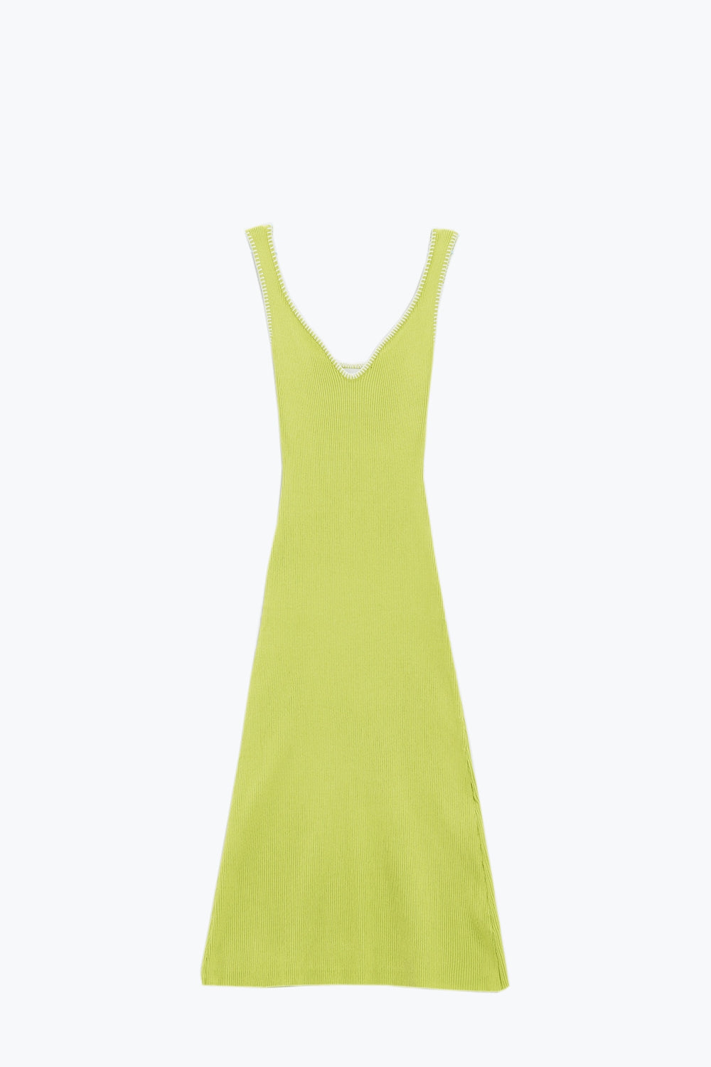 Vestido de verão em linha A que abraça o corpo em verde-lima com rebordo branco