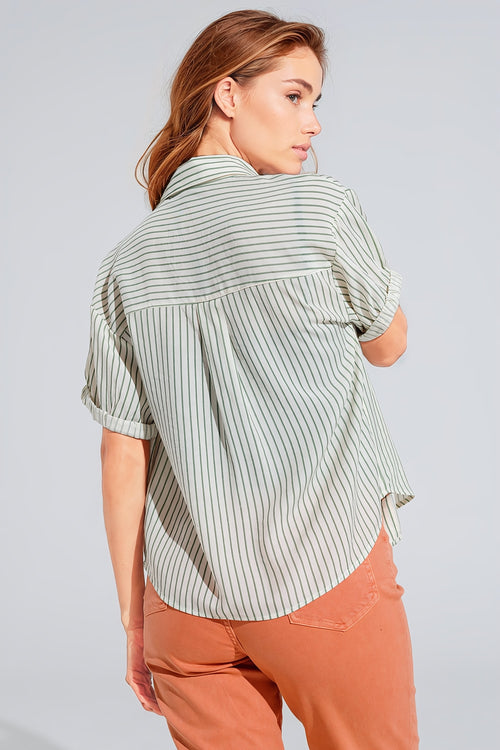 Blusa às riscas brancas com o logótipo Love