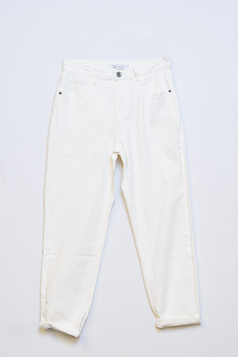 Calças de ganga básicas skinny com tornozelo em branco