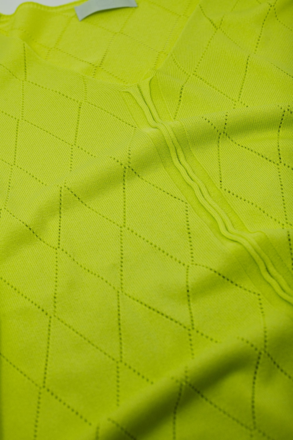 Camisola de manga curta cor de lima com padrão Argyle