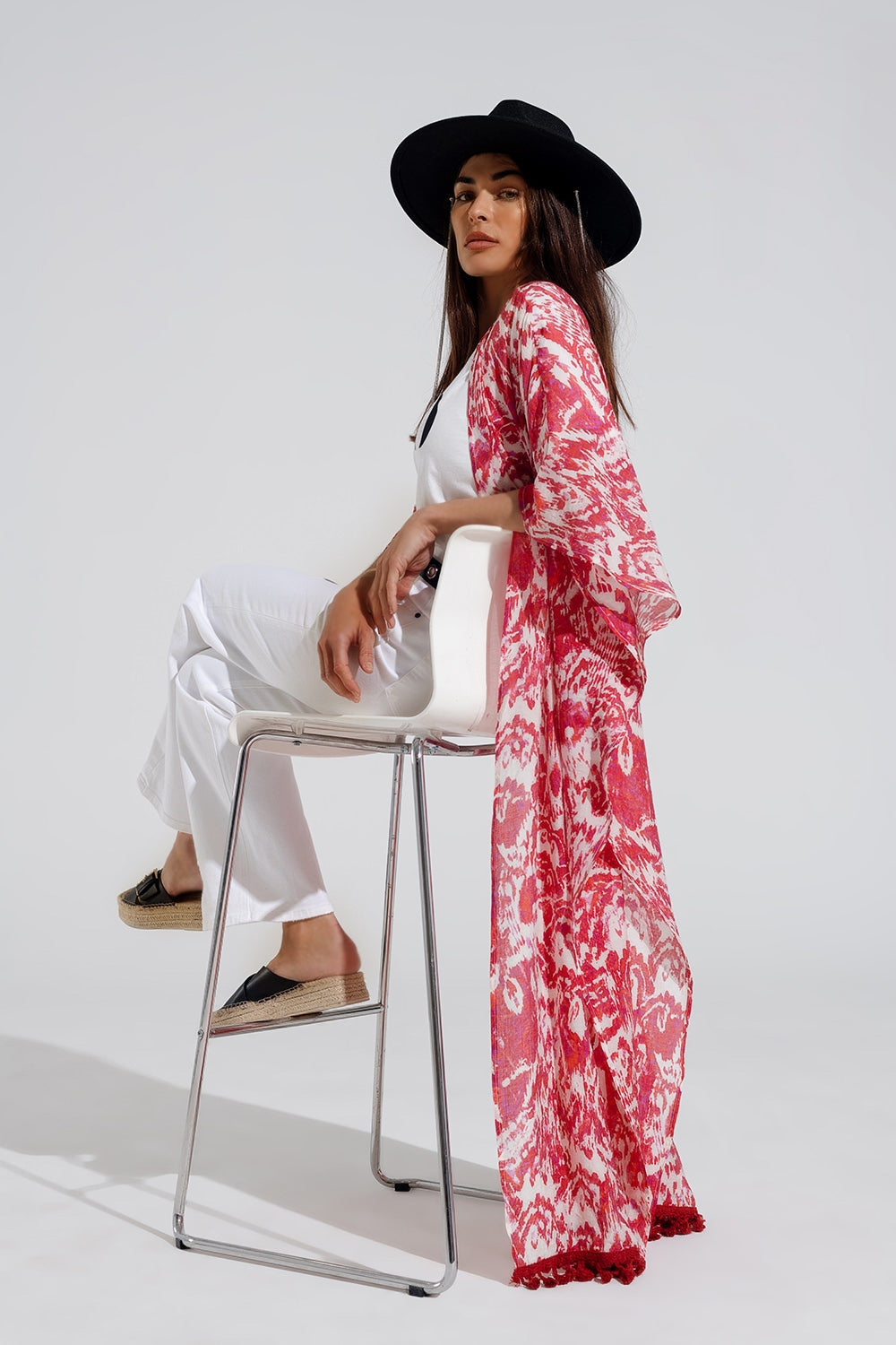 Calças de ganga Straight com 5 bolsos em branco