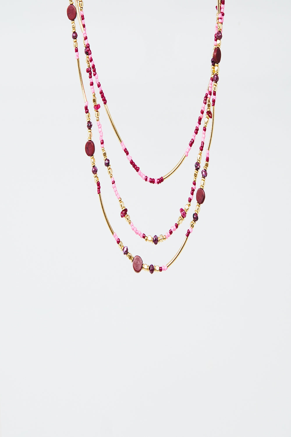 Colar 3 em 1 com pedras multicoloridas