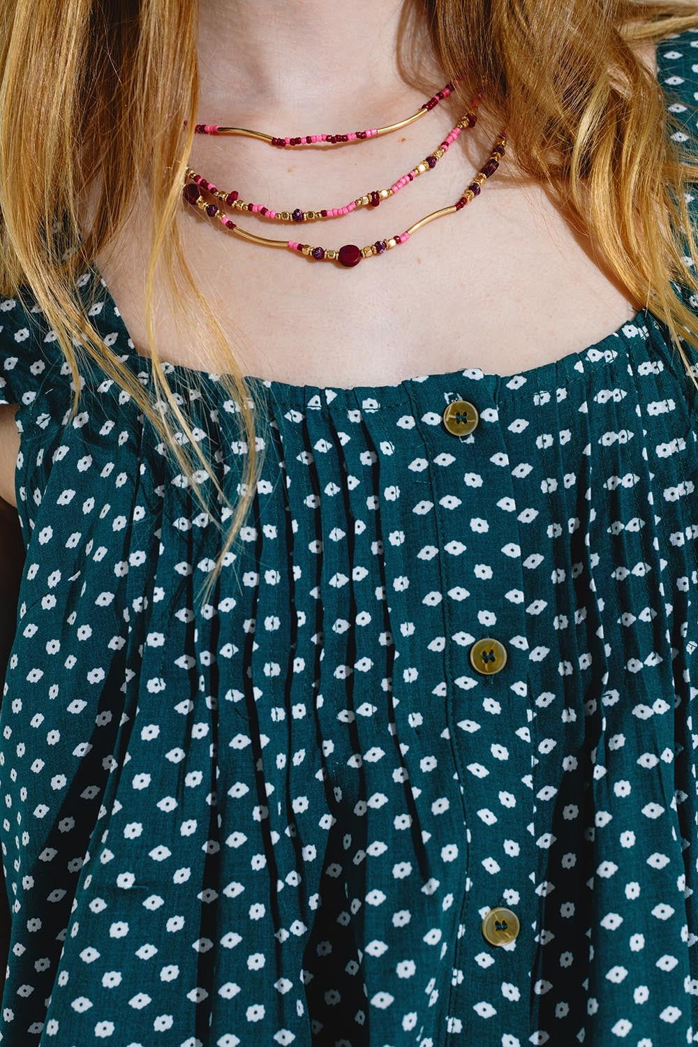 Colar 3 em 1 com pedras multicoloridas