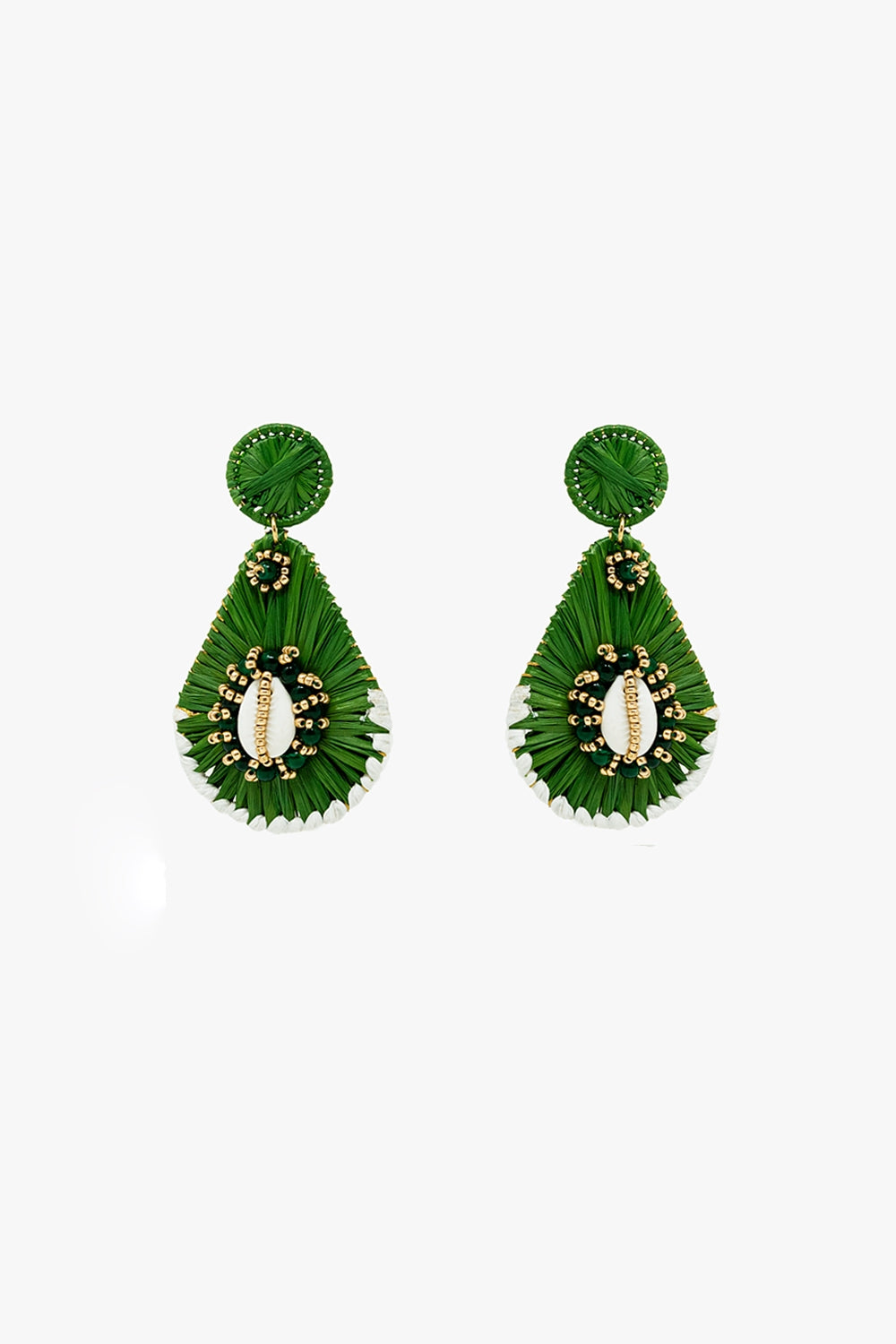 Brincos de gota de água verde com enfeites