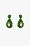Brincos de gota de água verde com enfeites