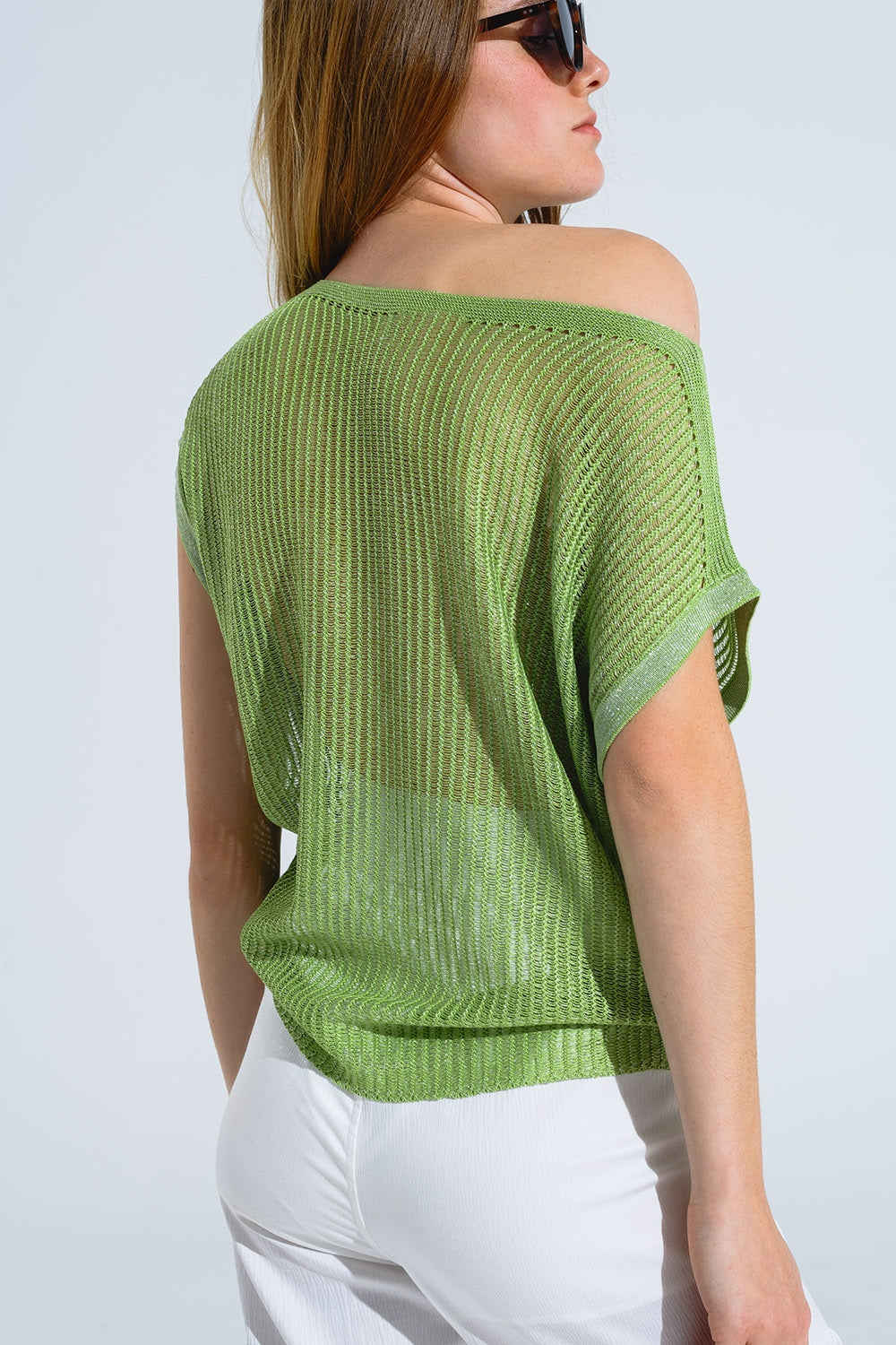 Camisola com gola redonda e manga comprida em verde