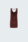 Vestido com decote drapeado em vermelho vivo