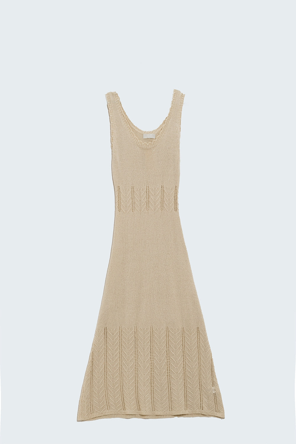 Vestido maxi em linha A bege em malha fina