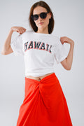 T-shirt Washed Effect Hawaii em branco