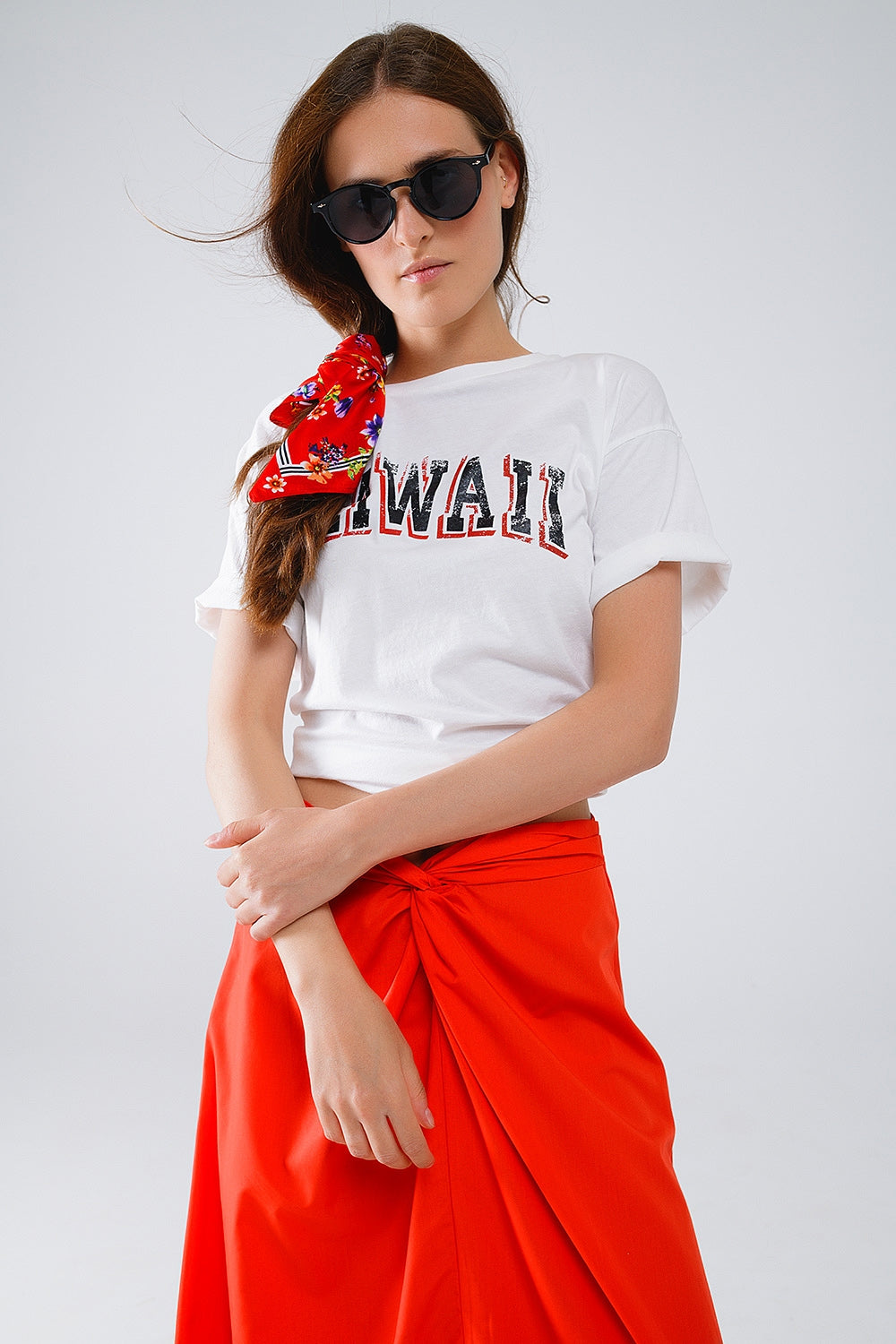 T-shirt Washed Effect Hawaii em branco