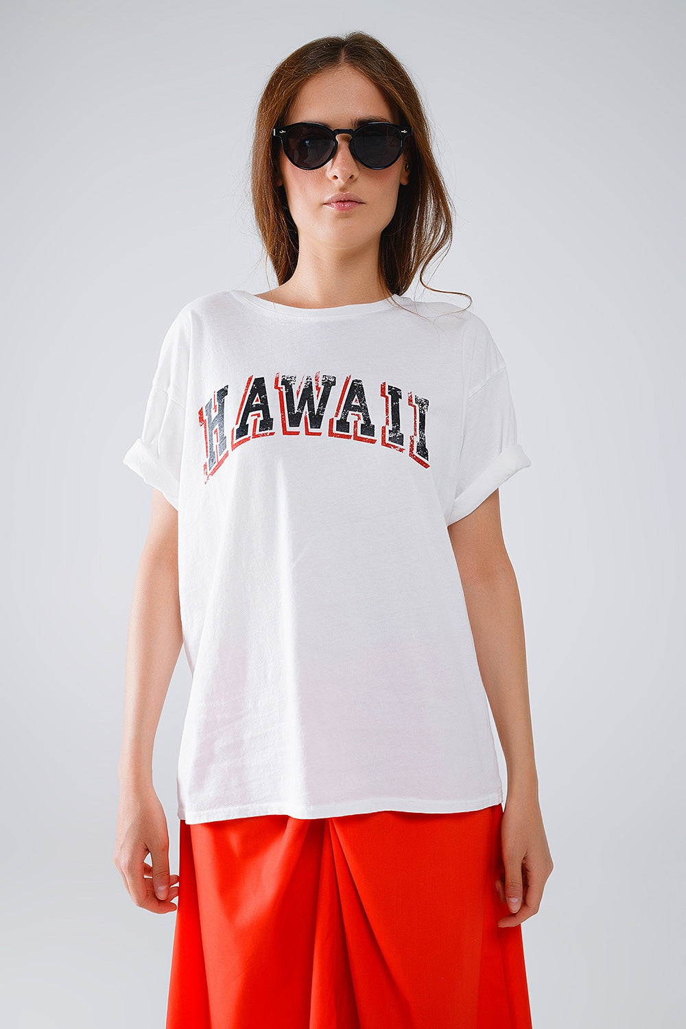 T-shirt Washed Effect Hawaii em branco