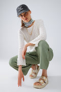 Camisola creme com mangas largas