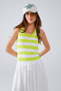 Tank Top branco com riscas largas em verde lima