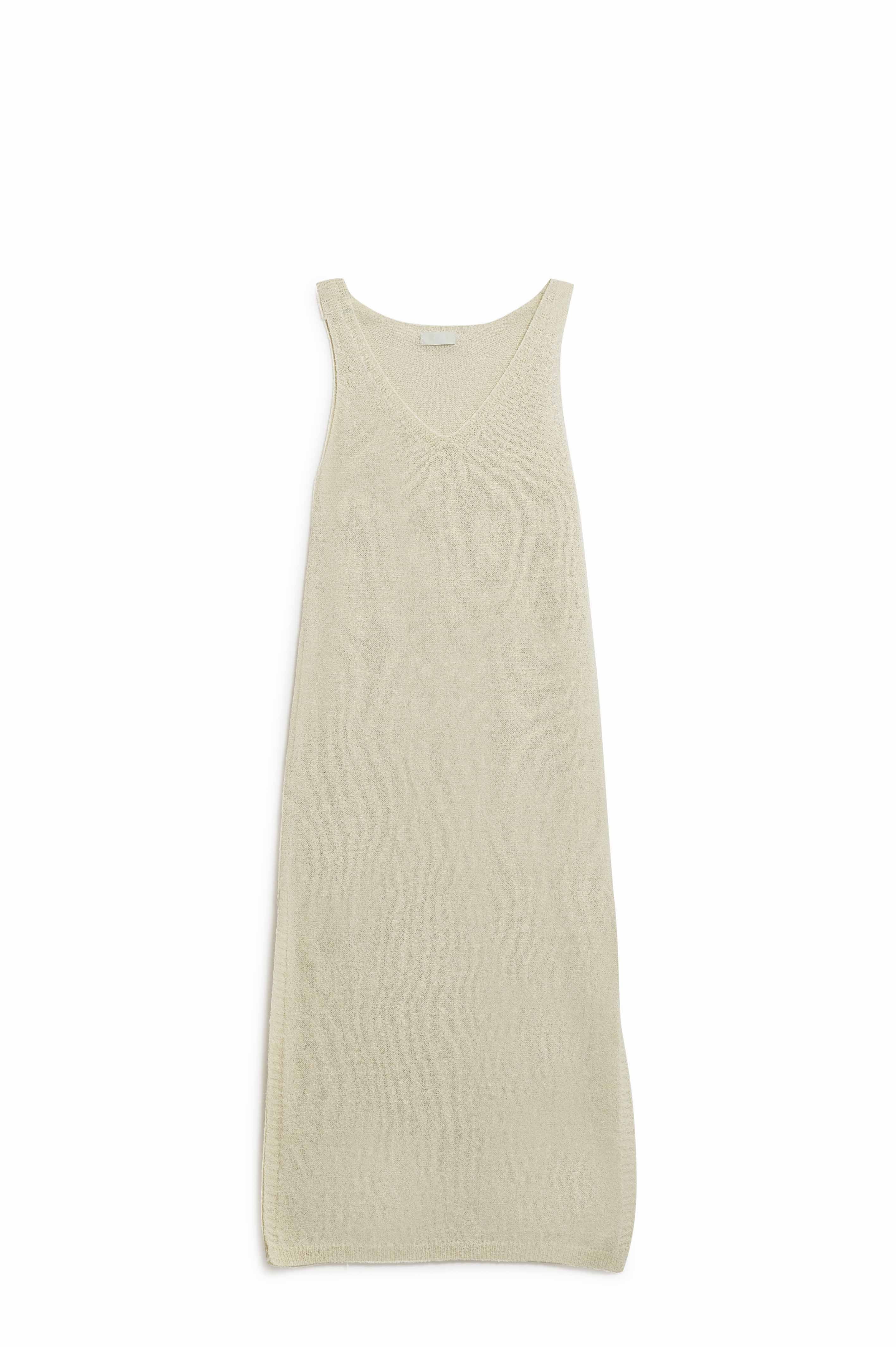 Vestido Maxi Branco Sem Mangas Com Fenda Lateral