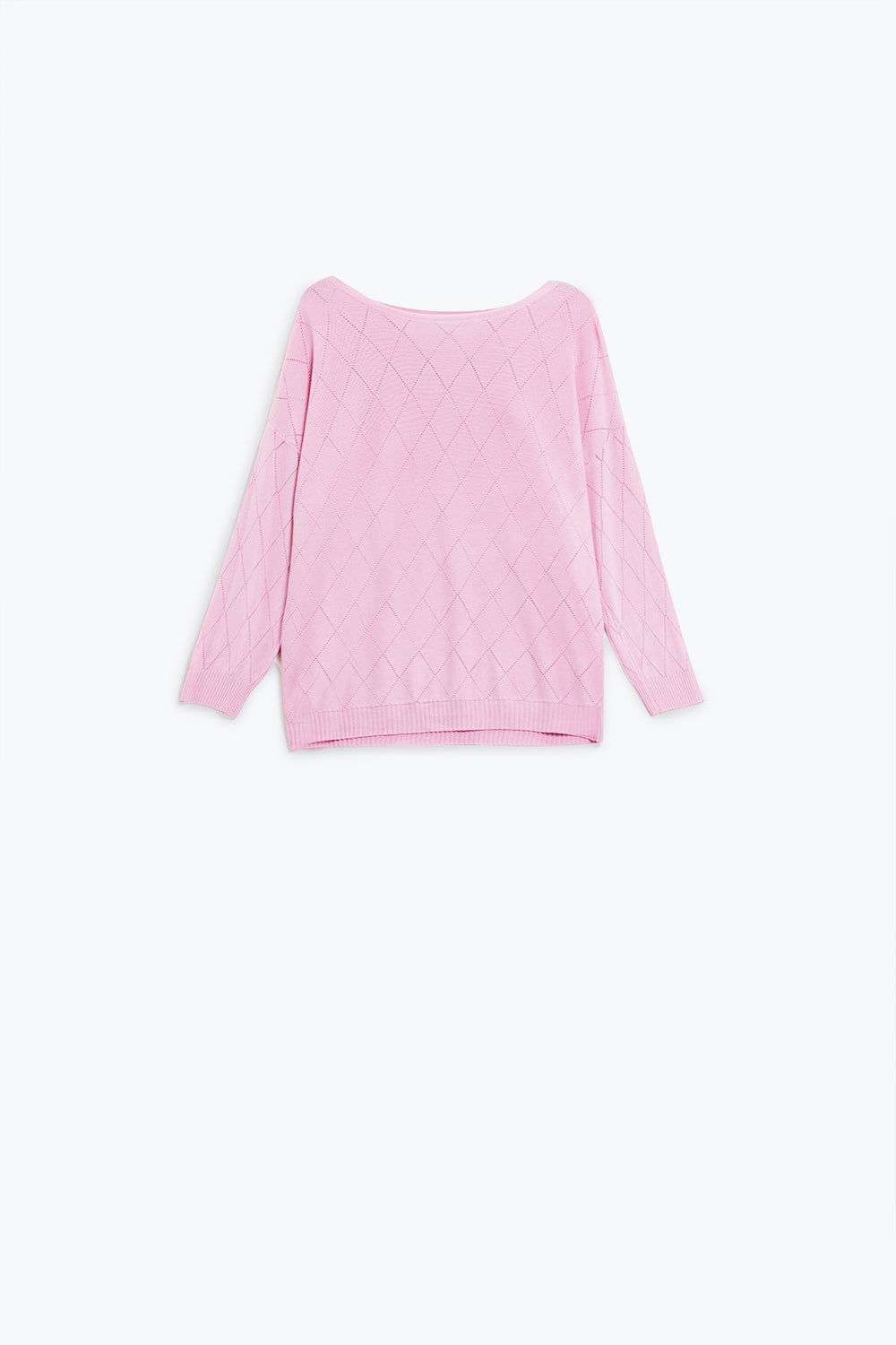 Camisola cor-de-rosa clara com estampado Argyle e gola boat