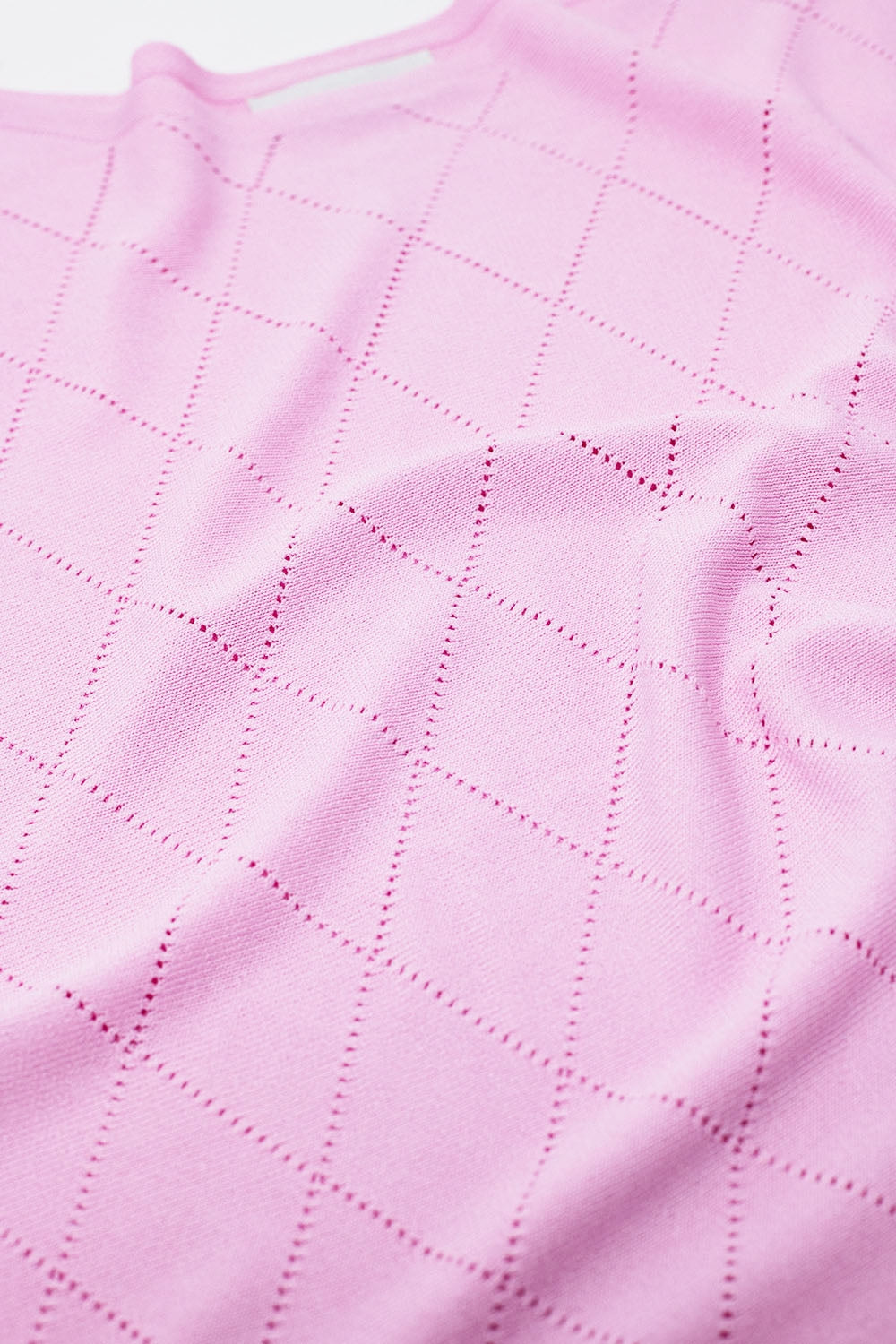 Camisola cor-de-rosa clara com estampado Argyle e gola boat
