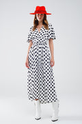 Vestido maxi de bolinhas com pormenor aberto nas costas